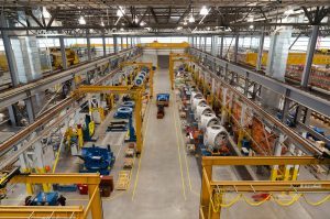 Manufacturing factory, view from above. 